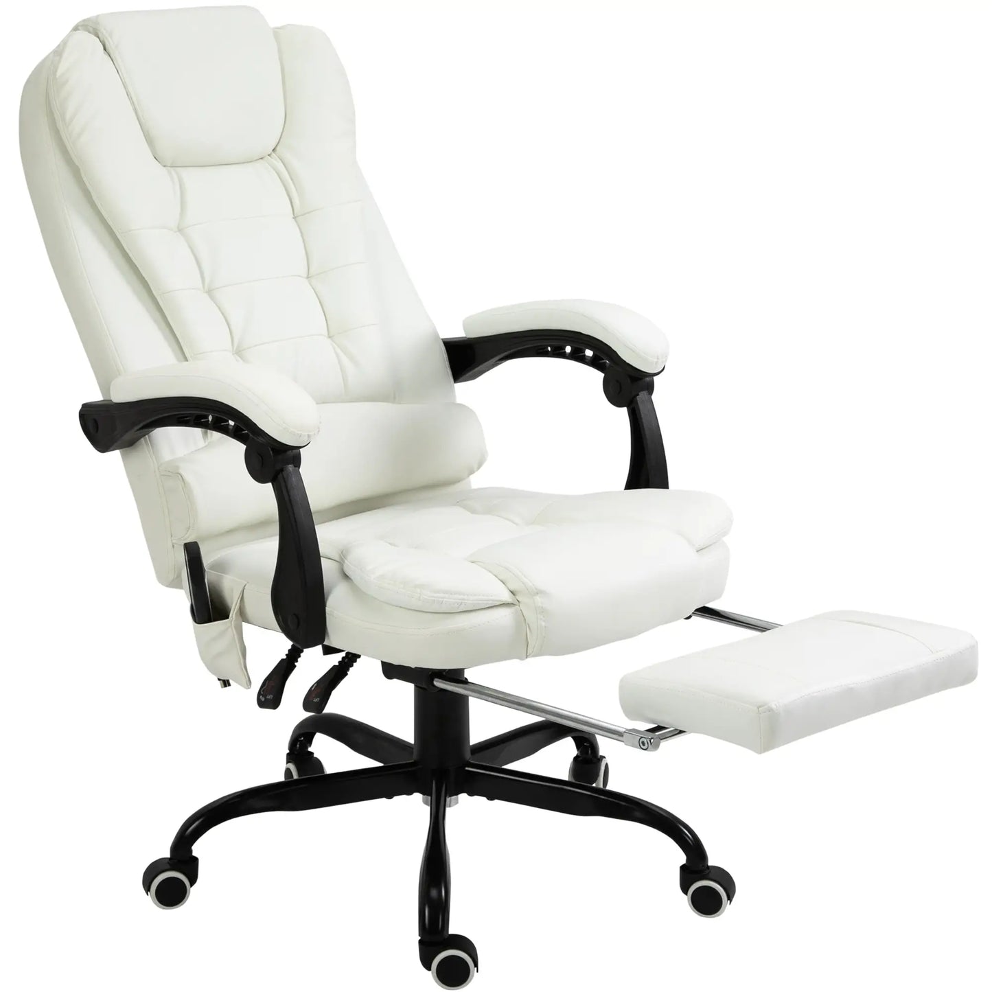 7-Point Vibrating Massage Chair, Reclining Office Chair, Adjustable Height, White Executive & Manager Chairs at Gallery Canada