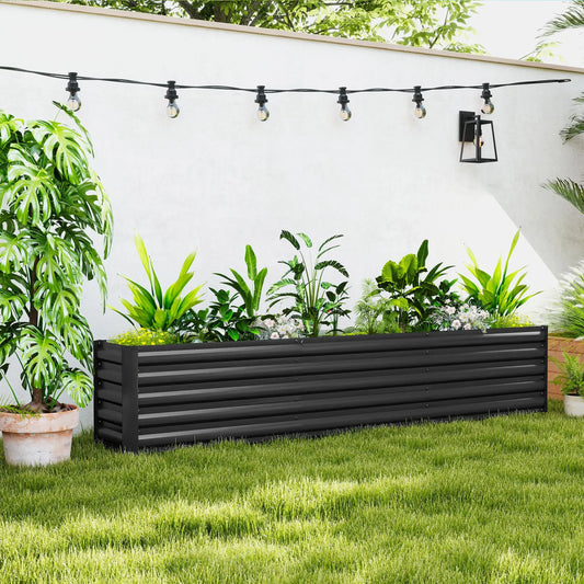 8 x 1.3 x 1.5ft Galvanized Raised Garden Bed, Outdoor Planter Box, Dark Grey Raised Garden Beds Dark Grey at Gallery Canada