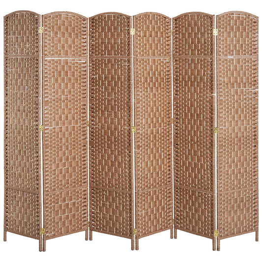 6ft Folding Room Divider, 6 Panel Wall Partition with Wooden Frame for Bedroom, Home Office, Natural - Gallery Canada