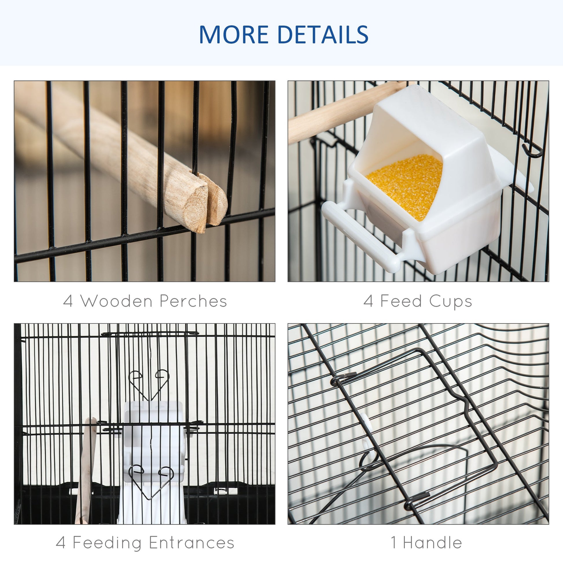 36" Bird Cage, Macaw Play House, Cockatoo, Parrot, Finch Flight Cage, 2 Doors Perch, 4 Feeder Pet Supplies, Black at Gallery Canada