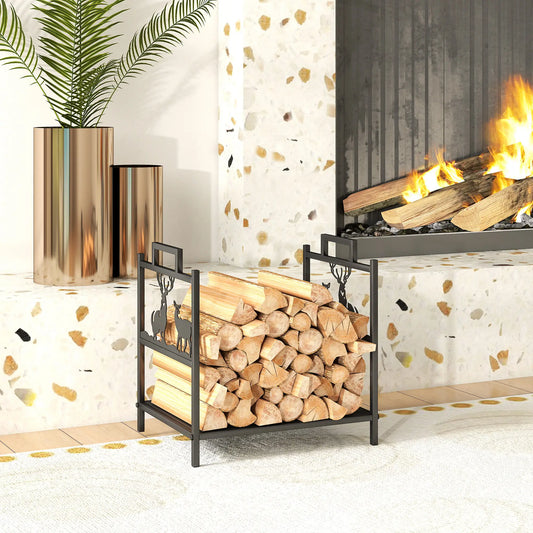 Heavy Duty Log Stand, Firewood Rack Outdoor, Black Firewood Racks Black at Gallery Canada