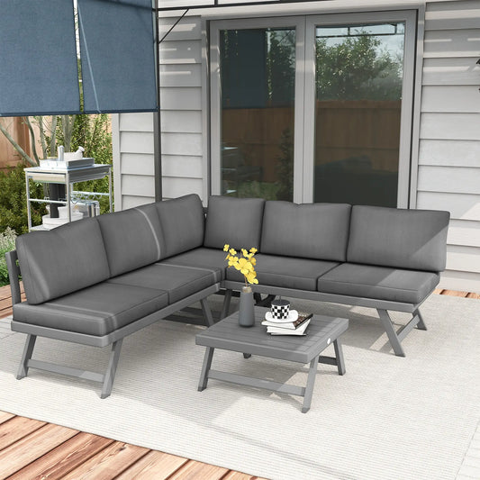 Outdoor Corner Garden Set, 4-Piece Convertible Furniture, Grey Patio Furniture Sets Grey, White at Gallery Canada