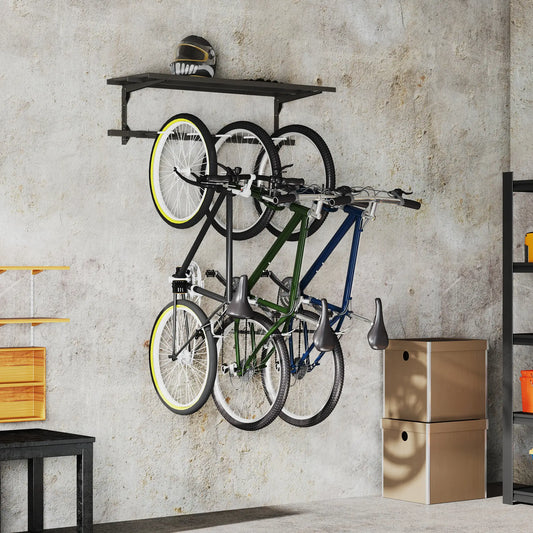 Wall Mount Bike Storage Rack for 5 Bikes, Adjustable Hooks, Black Bike Parking Stands Black at Gallery Canada