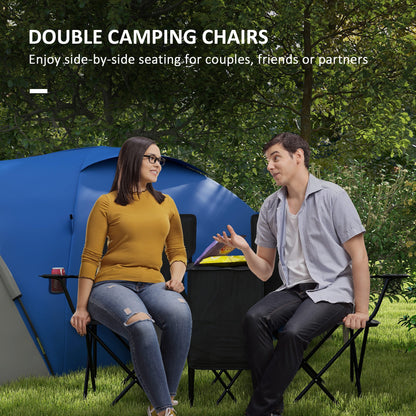 Double Camping Chairs for 2 People with Cooler Bag Table Cup Holder Portable Folding Lawn Chair with Carrying Bag Black at Gallery Canada