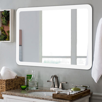 LED Wall-mounted Bathroom Rounded Arc Corner Mirror with Touch at Gallery Canada