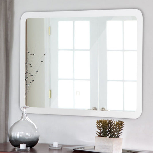 LED Wall-mounted Bathroom Rounded Arc Corner Mirror with Touch
