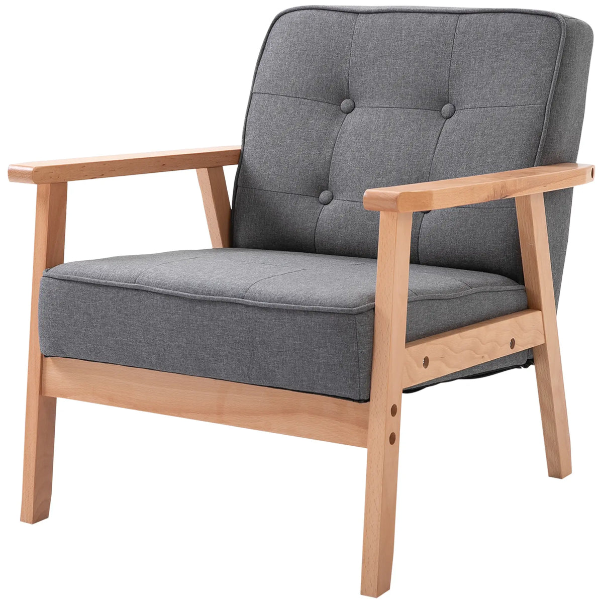 Mid-Century Accent Chair, Modern Fabric Upholstered, Tufted Back, Grey Accent Chairs at Gallery Canada