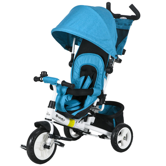 4 in 1 Tricycle for Toddler 1-5 Years with Parent-Push Handle, Blue - Gallery Canada