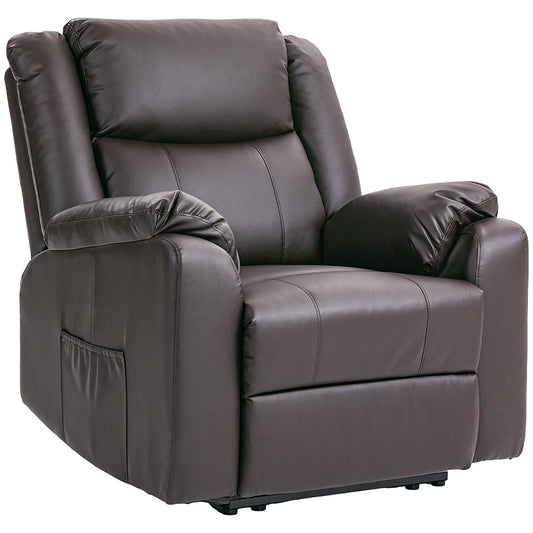 PU Leather Reclining Chair, Recliner Chair for Living Room with Footrest and 2 Side Pockets, Brown at Gallery Canada