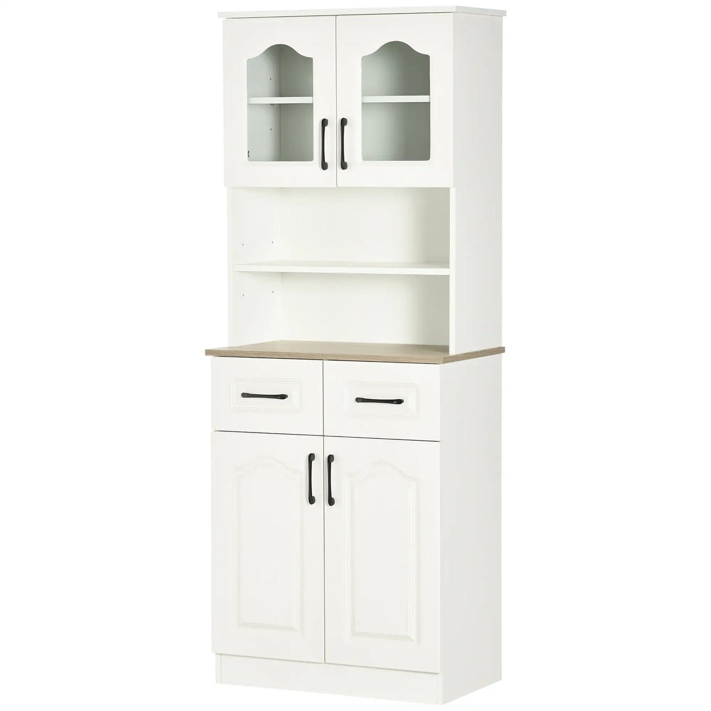 66" Kitchen Pantry Cabinet, Freestanding, 2 Adjustable Shelves, 2 Drawers, White Kitchen Pantry Cabinets at Gallery Canada