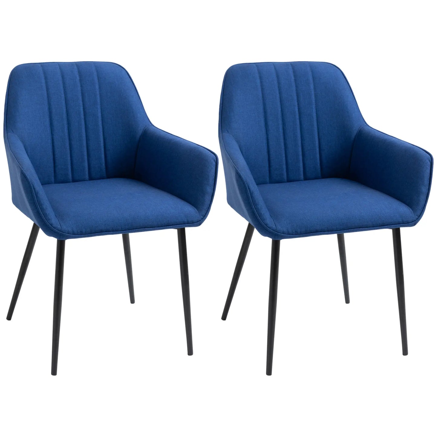 Dining Chairs Set of 2, Upholstered Linen Fabric, Metal Legs, Dark Blue Bar Stools at Gallery Canada