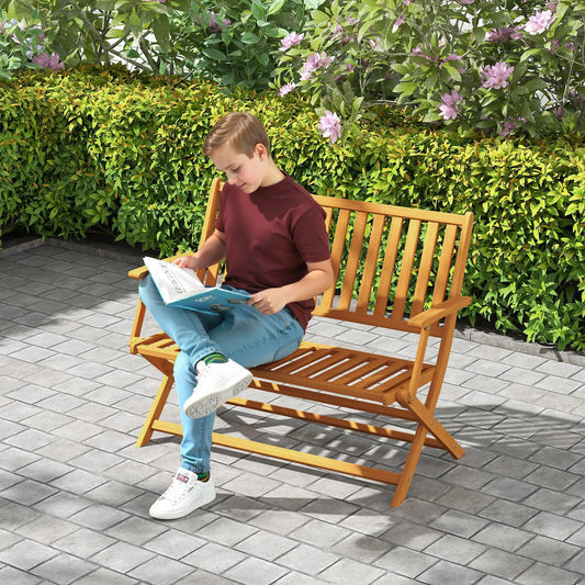 46.5" Foldable Wood Outdoor Bench, Backrest, Armrests, Teak Patio Chairs Teak at Gallery Canada