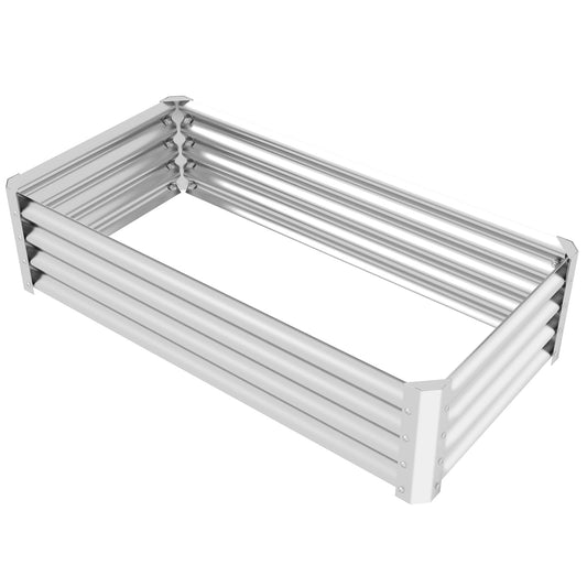 4'x2'x1' Galvanized Raised Bed, Bottomless Elevated Planter Box for Growing Flowers, Herbs and Vegetables, Silver - Gallery Canada