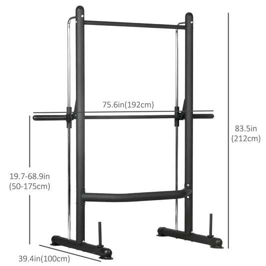 Adjustable Squat Rack with Pull Up Bar and Barbell Bar, Multi-Function Weight Lifting Half Rack for Home Gym Strength Training - Gallery Canada