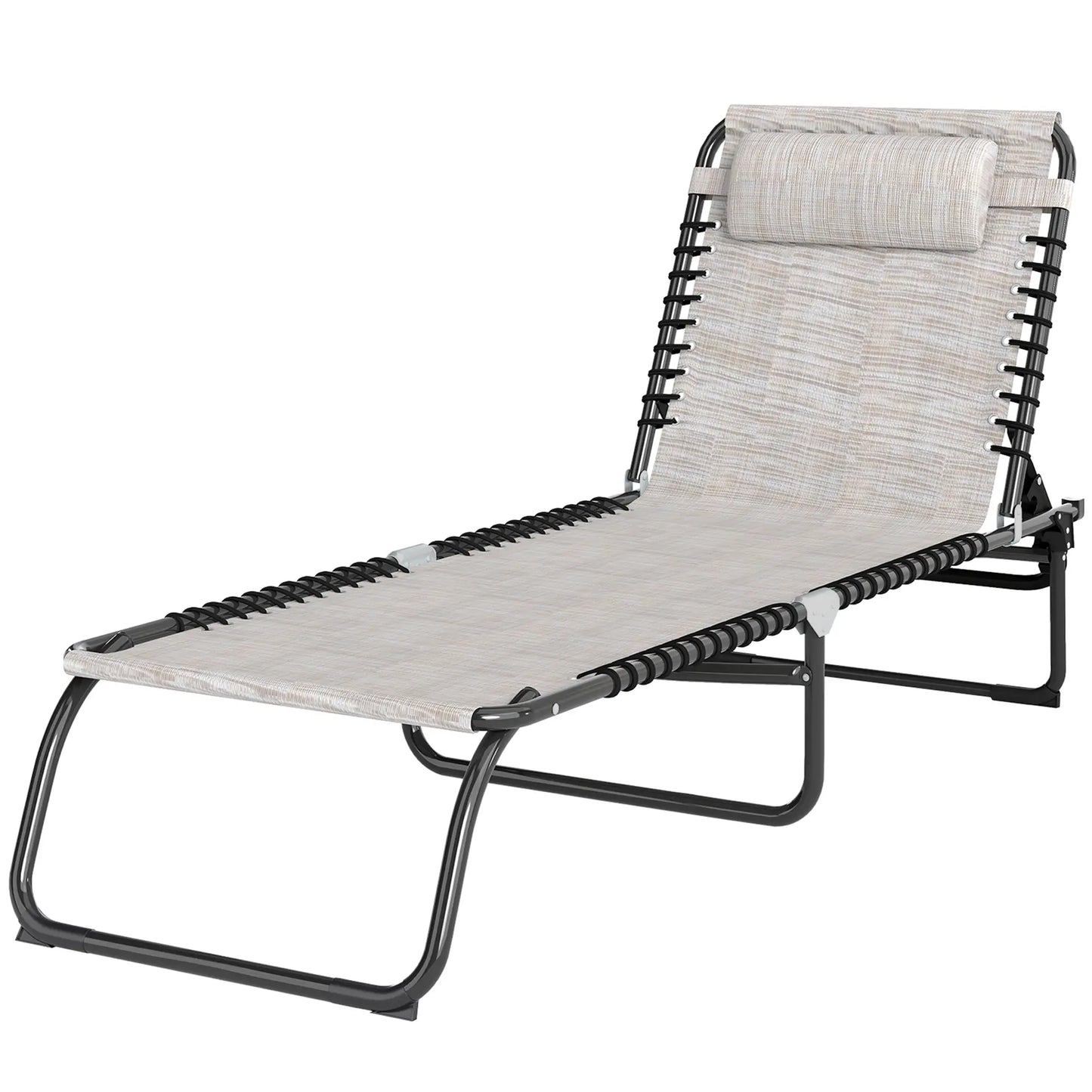 Outdoor Folding Lounge Chair, 4-Level Adjustable, Cream Lounger Chairs at Gallery Canada