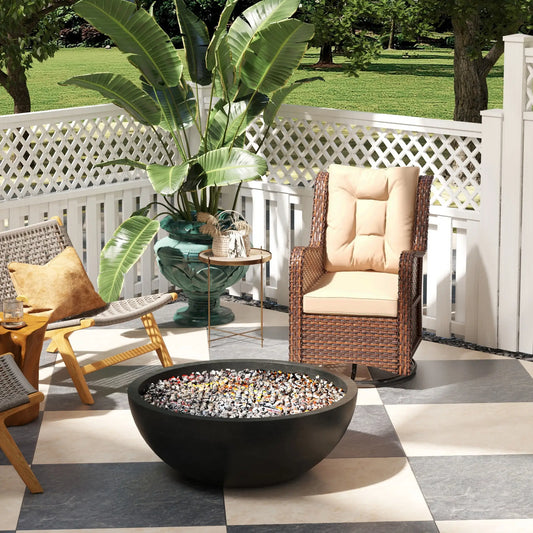 Rattan 360° Swivel Patio Chair with Cushion, Brown Patio Chairs Brown at Gallery Canada