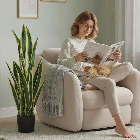 Artificial Tree, 35.4" Artificial Snake Plant with 21 Leaves in Pot for Home, Office, and Living Room, Green Artificial Trees Green at Gallery Canada