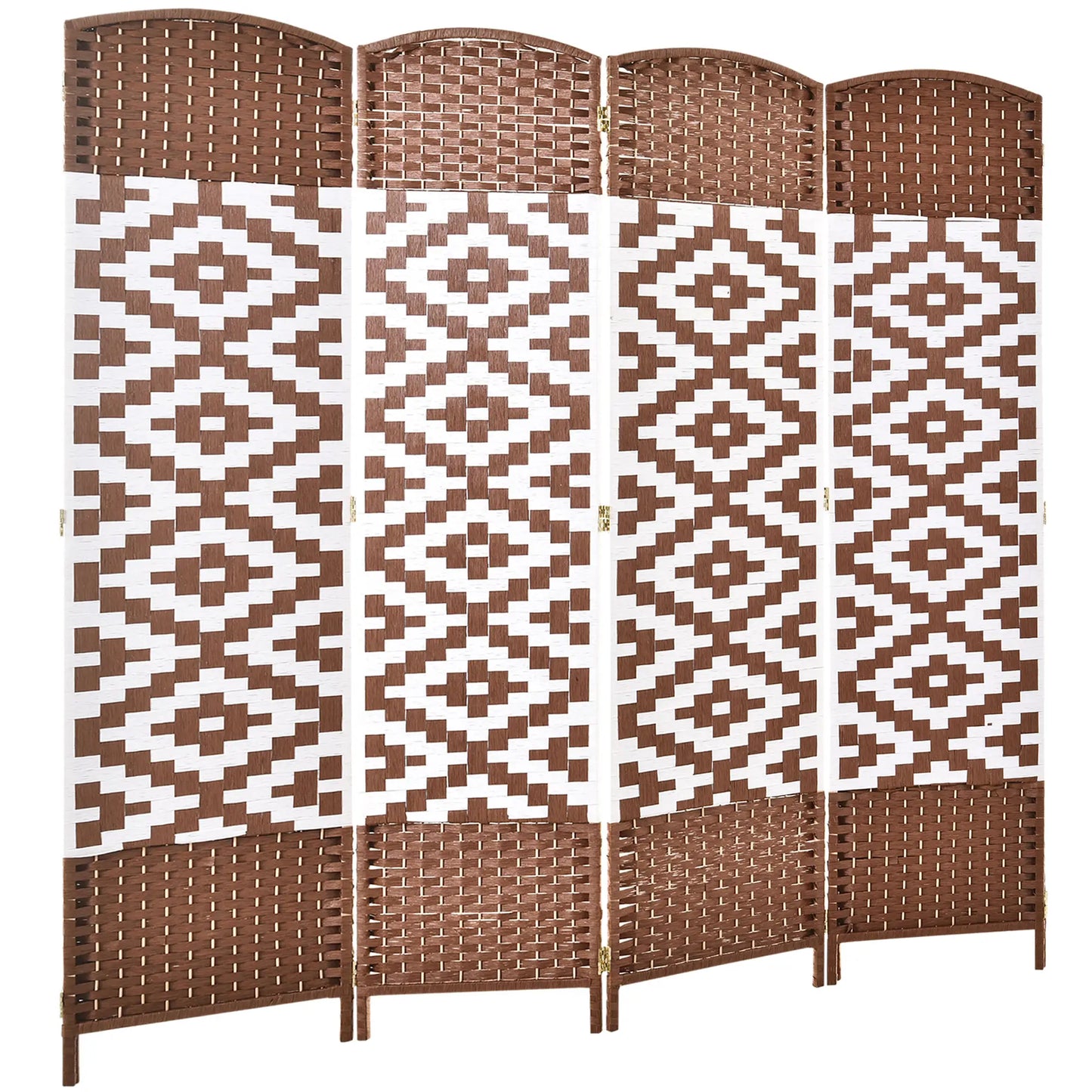 4 Panel Room Divider, 6 Ft, Hand-Woven Freestanding Partition, Brown Room Dividers at Gallery Canada