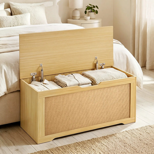 Storage Chest with Lift Top Storage Chest with Safety Hinges 39.4" Oak Storage Cabinets Oak at Gallery Canada