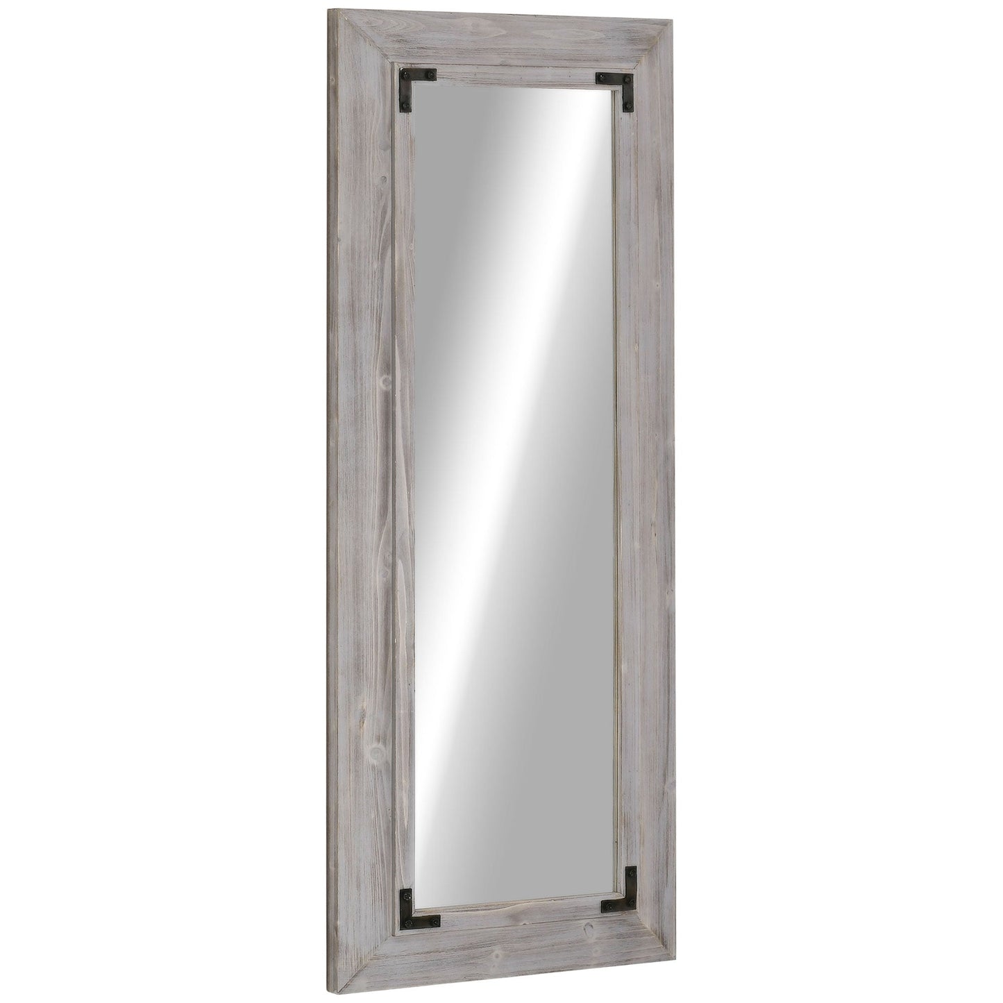 59" x 23.5" Farmhouse Full Length Mirror, Wall Hang and Leaner Floor Mirror, Vertical and Horizontal, Distressed Wood Framed, for Living Room, Grey - Gallery Canada