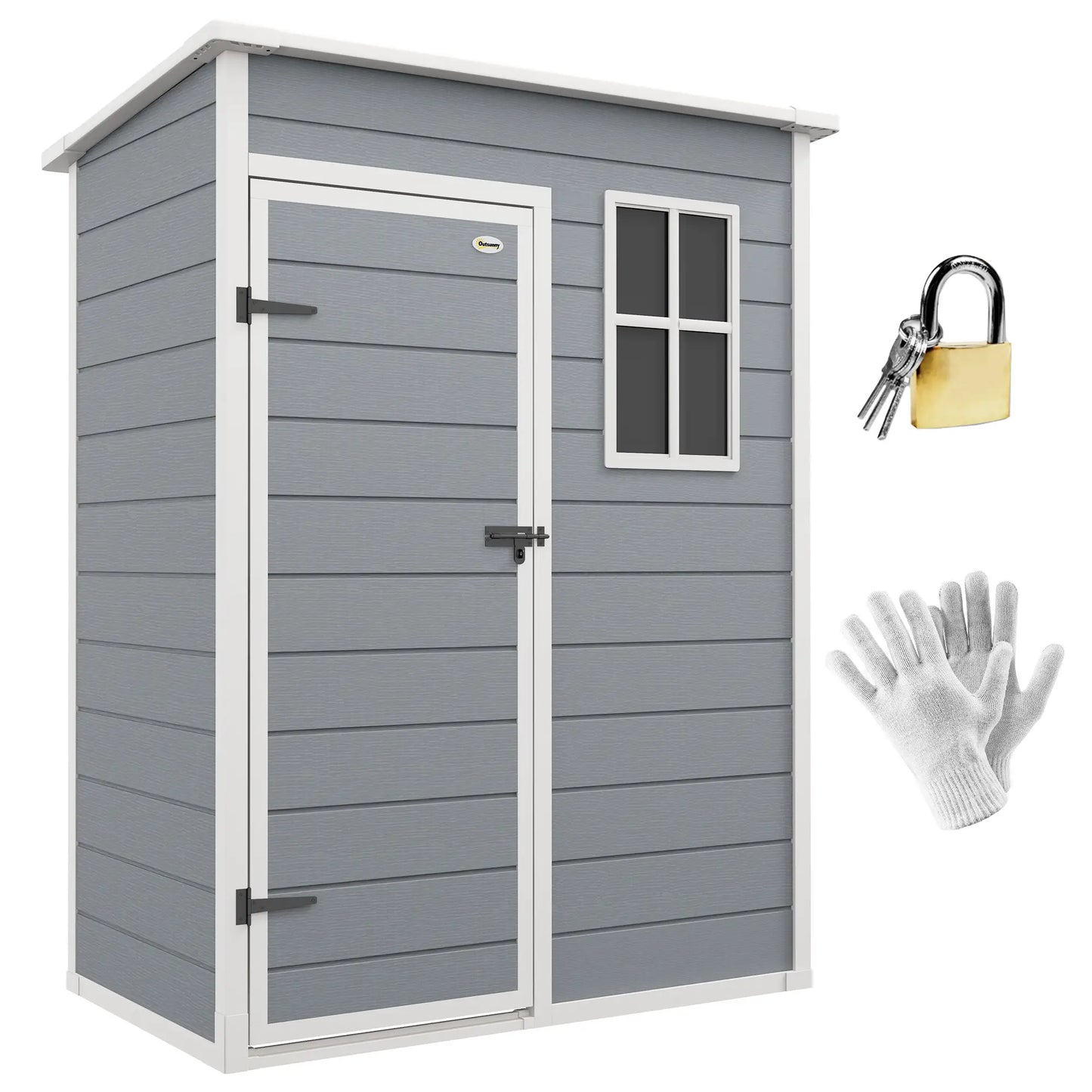 5 x 3FT Garden Shed, Outdoor Storage with Lockable Door, Window, Vent, Grey Sheds at Gallery Canada