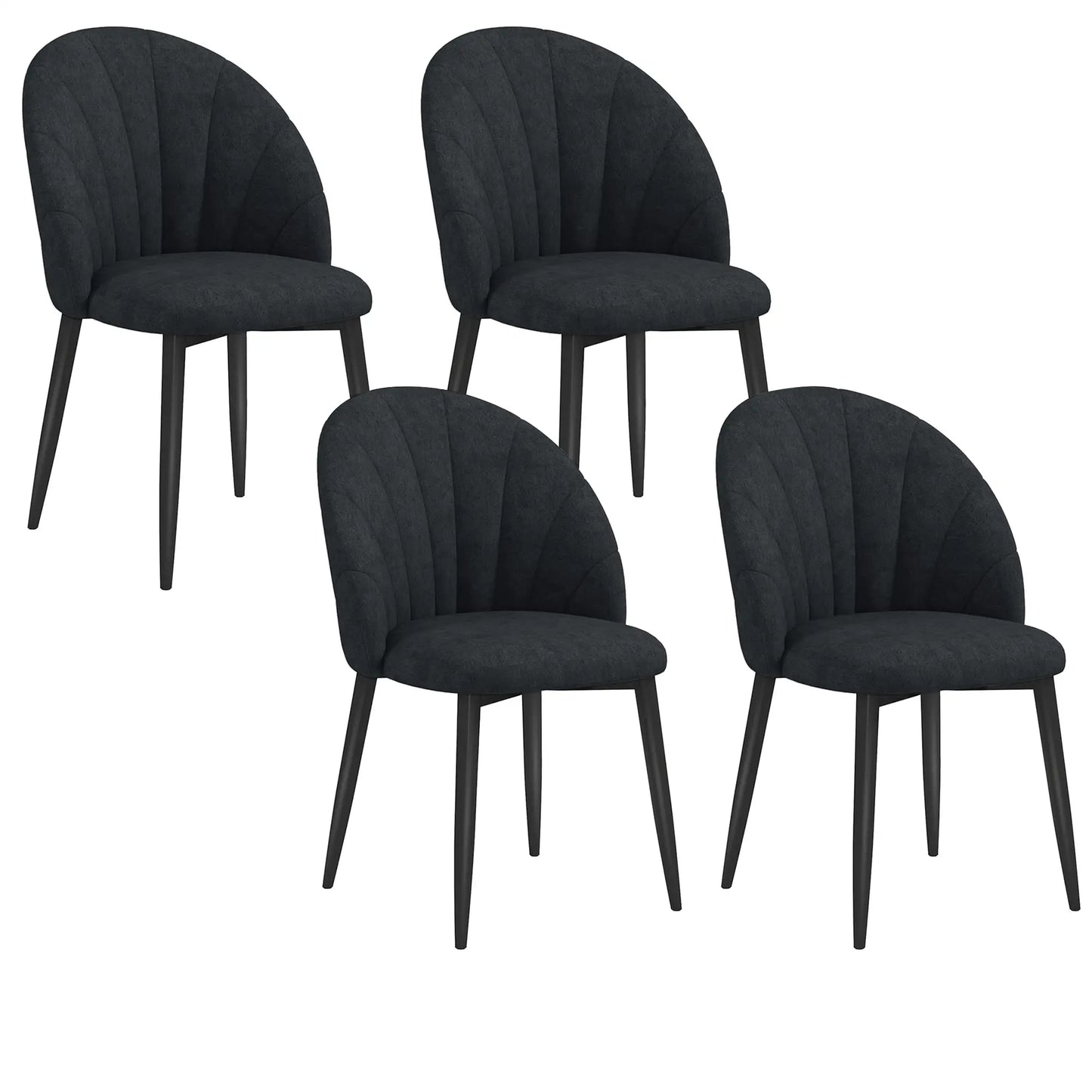 Modern Dining Chairs Set of 4, Upholstered, Metal Legs, Black Dining Chairs at Gallery Canada