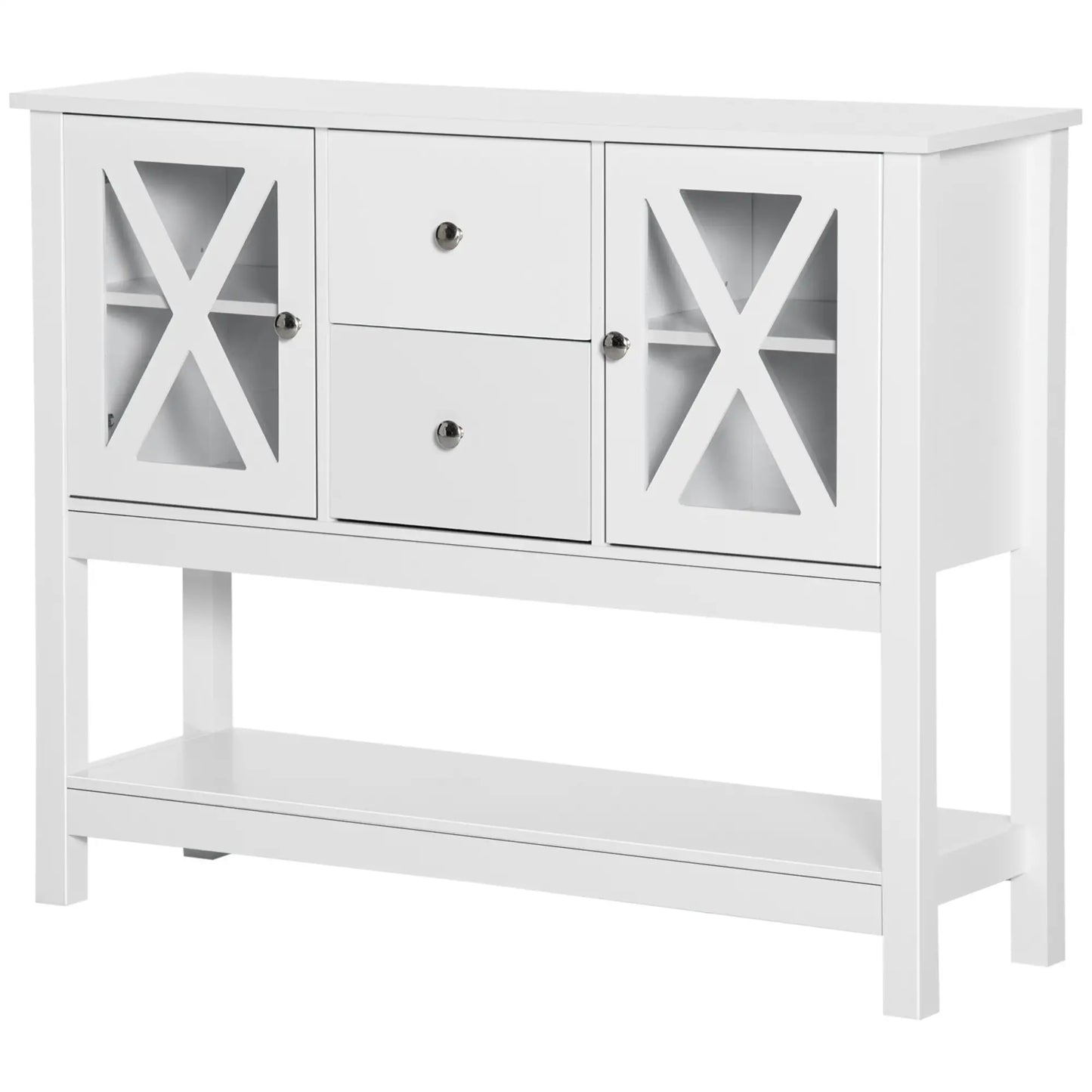 Modern Sideboard, Glass Door Buffet Cabinet, Adjustable Shelves, White Bar Cabinets at Gallery Canada
