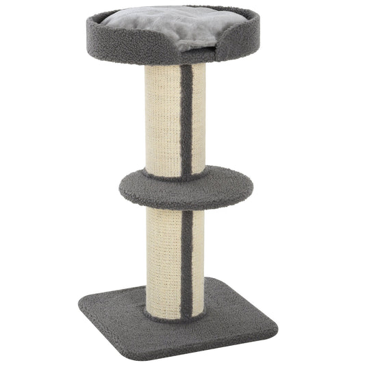 Cat Tree Kitty Tower with Sisal Mat Scratching Post, Cat Bed, Cushion, Perch, 18" x 18" x 36", Grey - Gallery Canada