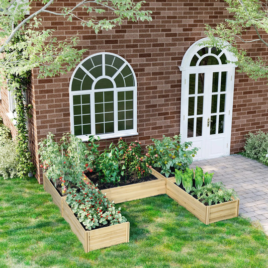 DIY 5-Box Garden Planter, Open Bottom, Natural Wood Raised Garden Beds Natural at Gallery Canada