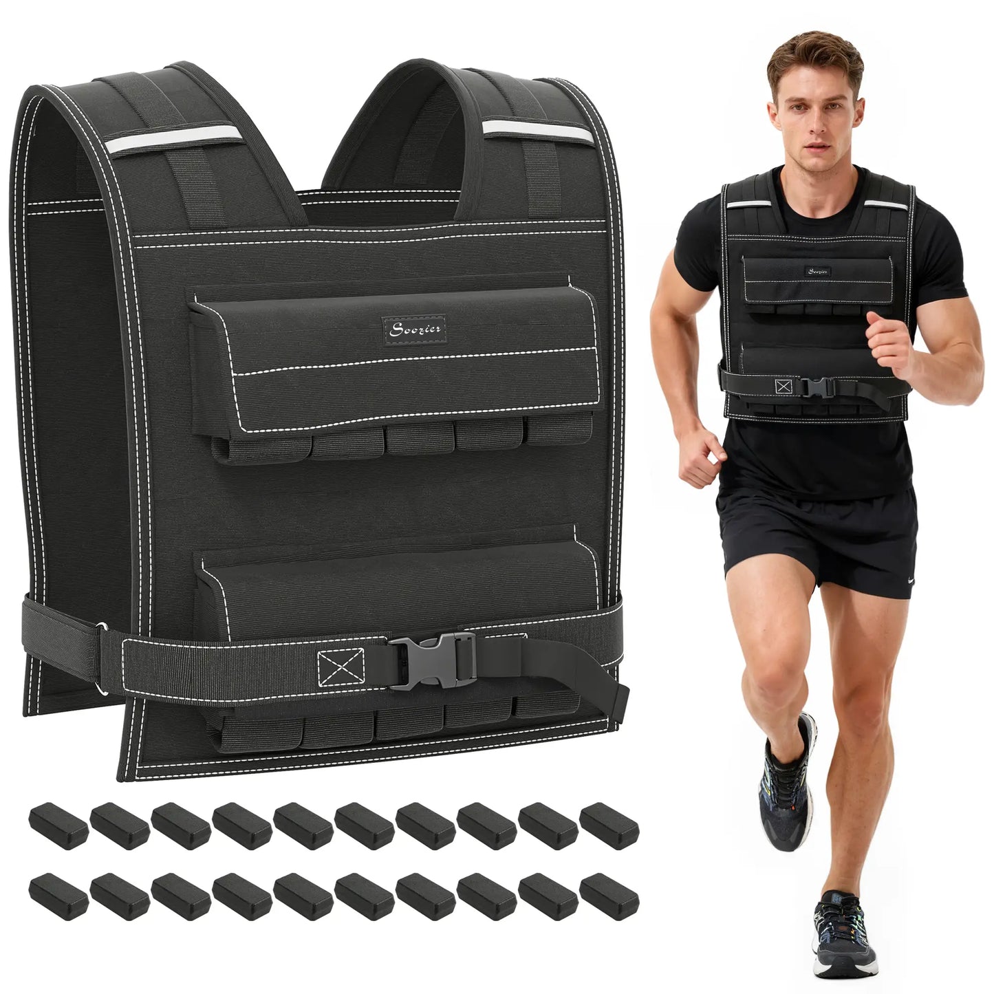 44 LBS Adjustable Weighted Vest, Snug Fit for Running Strength Training Strength Training Equipment at Gallery Canada