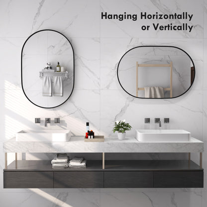 Bathroom Mirror for Vanity, Oval Wall Mirror with Aluminium Frame, 24" x 35" - Gallery Canada