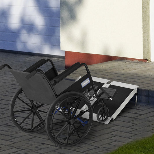 2' Portable Wheelchair Ramp, Aluminum, Single-Fold, Scooter Handle Knee Walker & Wheelchair Ramps Silver and Black at Gallery Canada