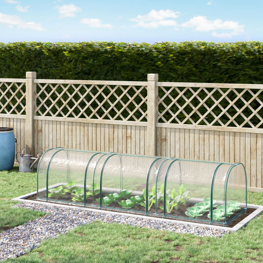 138"x39"x32" Transparent PVC Mini Tunnel Greenhouse, Steel Frame, Zipped Doors Mini Greenhouses Dark Green, Clear at Gallery Canada
