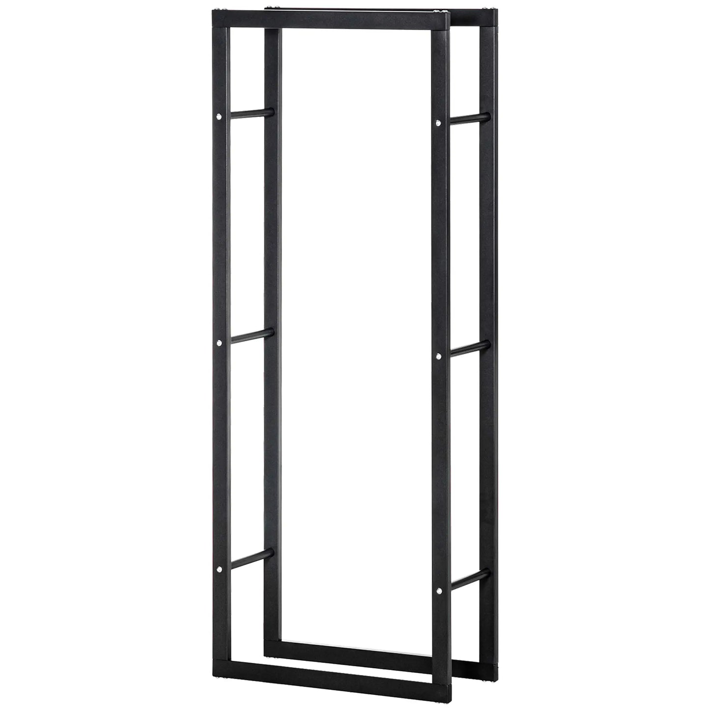 Outdoor Firewood Rack, Log Holder with Handles, 220 lbs Capacity, 23.6" x 9.8" x 59.1", Black Firewood Racks at Gallery Canada