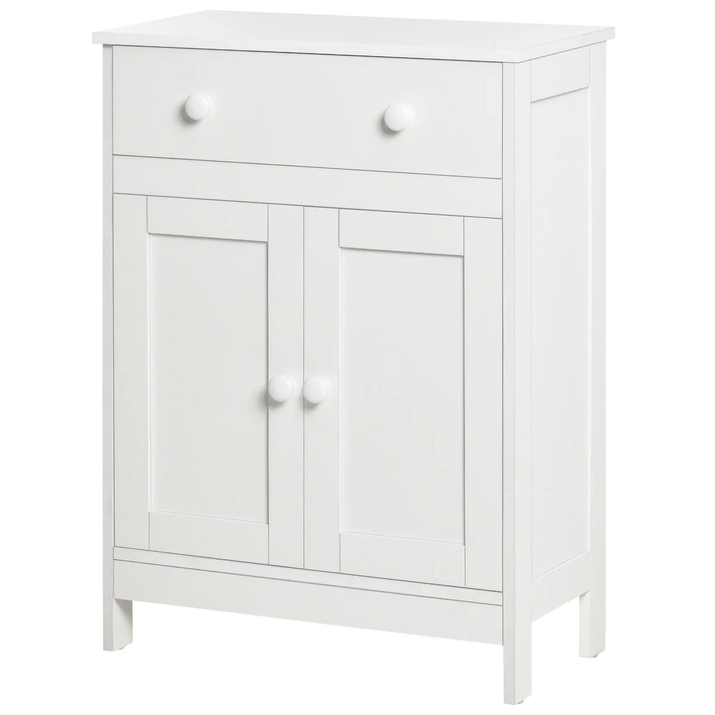 Bathroom Cabinet, Freestanding Sideboard with Drawer, Adjustable Shelf, White