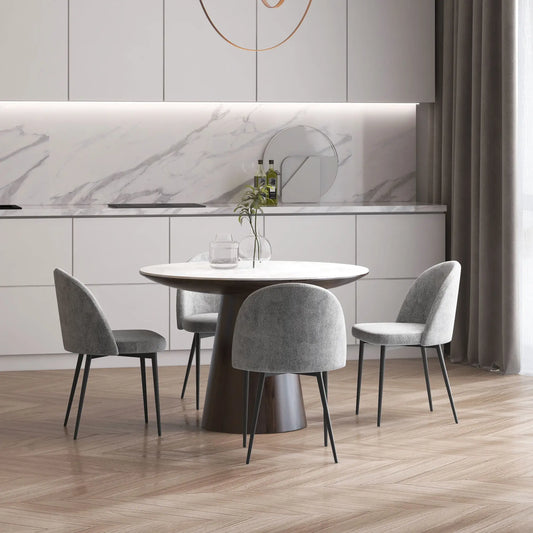 Modern Dining Chairs, Set of 4, Mid-Back Velvet Upholstery, Grey Dining Chairs Grey at Gallery Canada