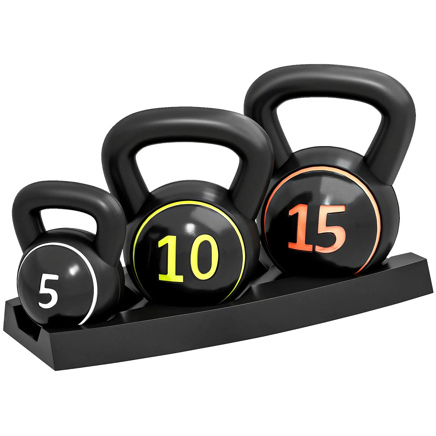 Three-Piece Kettlebell Set, 5lbs, 10lbs, 15lbs, with Stand Strength Training Equipment at Gallery Canada