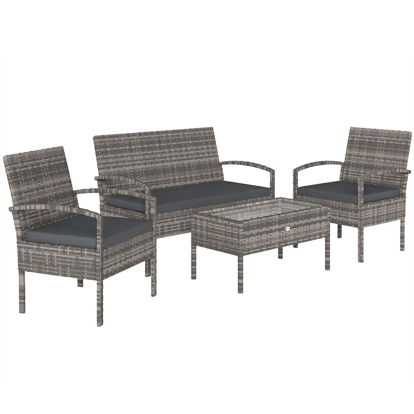 4-Piece Patio Furniture Set, Loveseat, 2 Armchairs, Coffee Table, Dark Grey Patio Furniture Sets at Gallery Canada