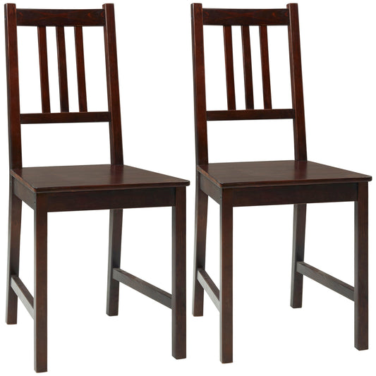 Wooden Dining Chairs Set of 2, Kitchen Chairs with Slat Back, Solid Structure for Living Room and Dining Room, Coffee at Gallery Canada
