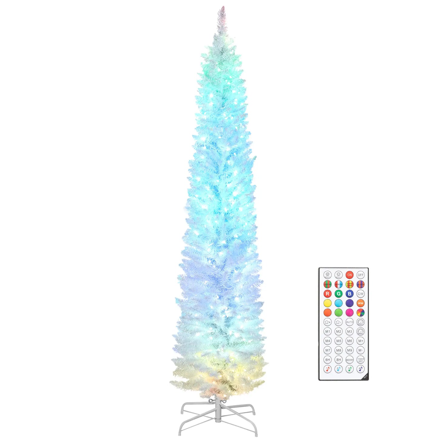 7.5ft Christmas Tree with Colorful DIY LEDs, Hinged Pencil, Remote, Timer, White, Colorful Pencil Christmas Trees at Gallery Canada