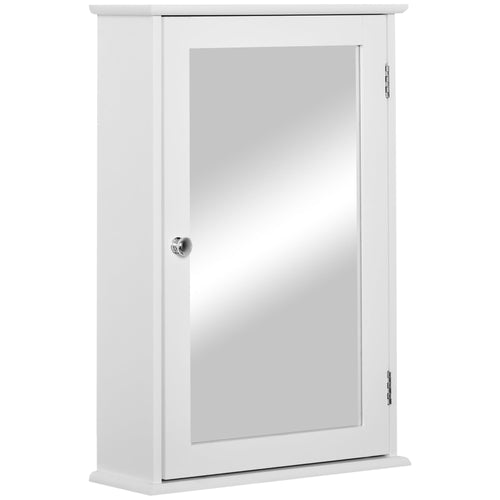 Bathroom Mirror Cabinet, Wall Mounted Medicine Cabinet, Storage Cupboard with Door and Shelves, White