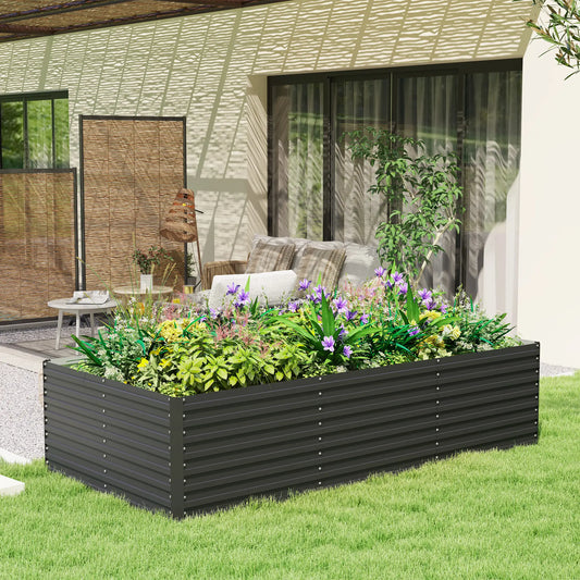 8' x 4' x 2' Raised Garden Bed, Galvanized Planter Box, Dark Grey Raised Garden Beds Dark Grey at Gallery Canada