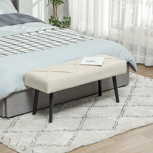39 Inches Upholstered Bedroom Bench, Modern, Cream White Storage Ottomans & Benches Cream at Gallery Canada