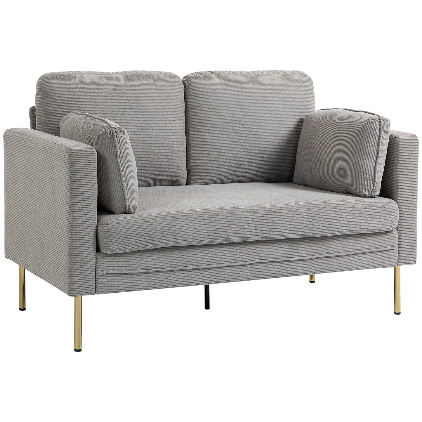 55" Grey Loveseat Sofa With 2 Pillows, Metal Legs, Grey 2-Seater Sofas at Gallery Canada