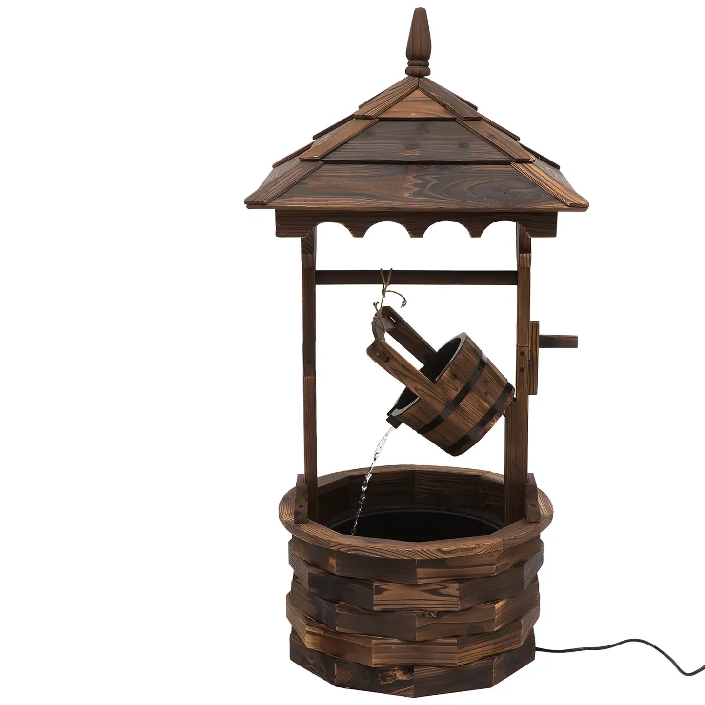 Outdoor Waterfall Fountain With Pump, Natural Wood Wishing Well, 22.5x22.5x47.25 Water Fountains at Gallery Canada