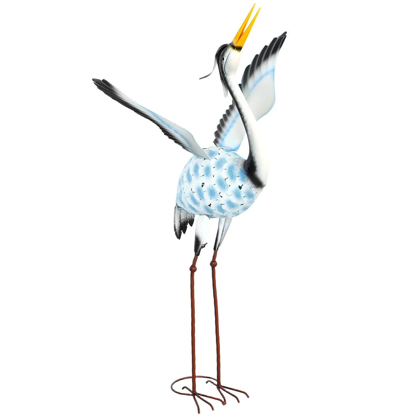Flying Crane Garden Statue, 42.5" Steel Lawn Ornament, Mixed Colour Garden Decor at Gallery Canada