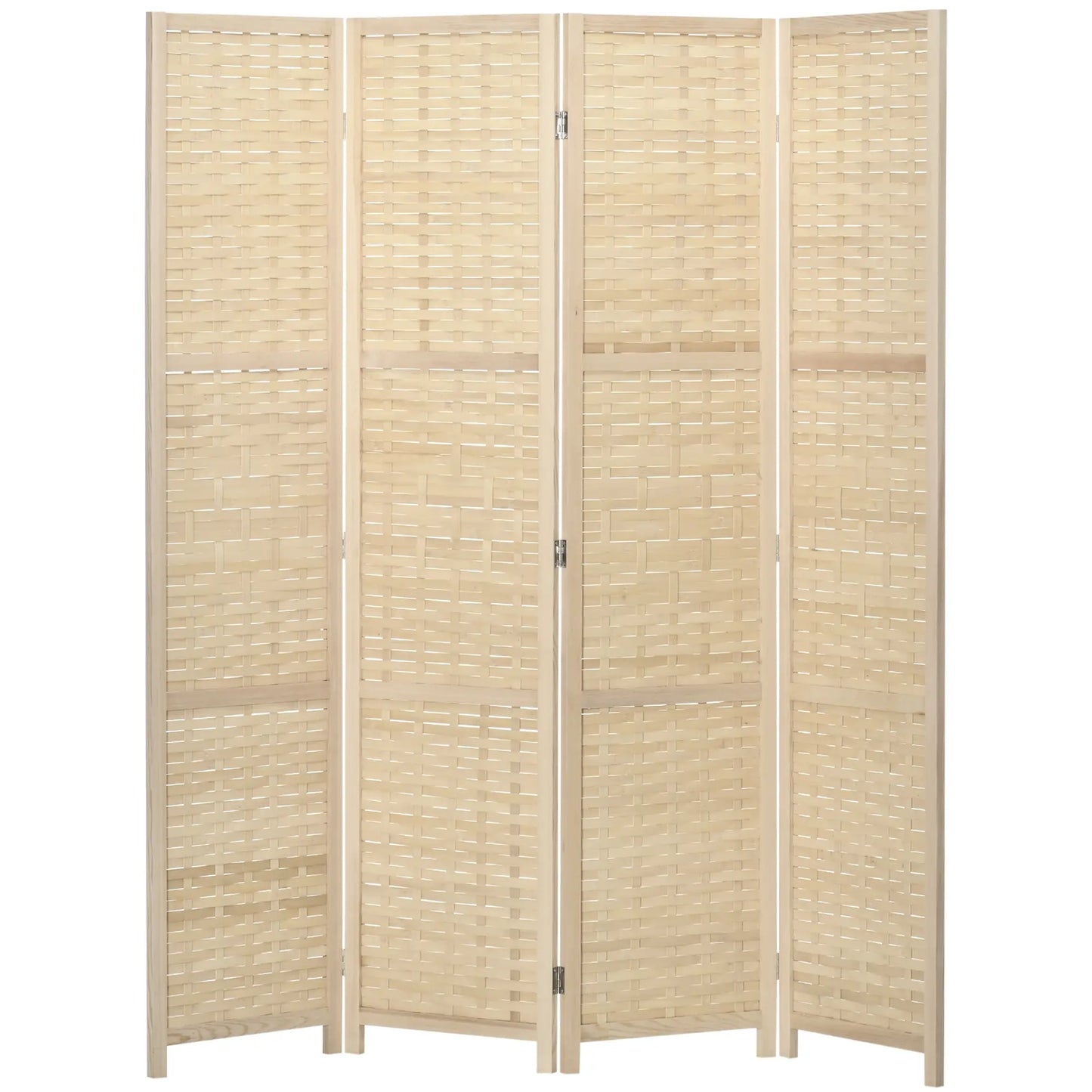 4-Panel Bamboo Room Divider, 5.6 FT, Natural Wood Privacy Screen Room Dividers at Gallery Canada