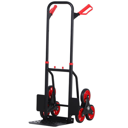 6-Wheels Stair Climber Trolley Cart Hand Truck and Dolly Foldable Steel Load Cart, 264lbs Capacity