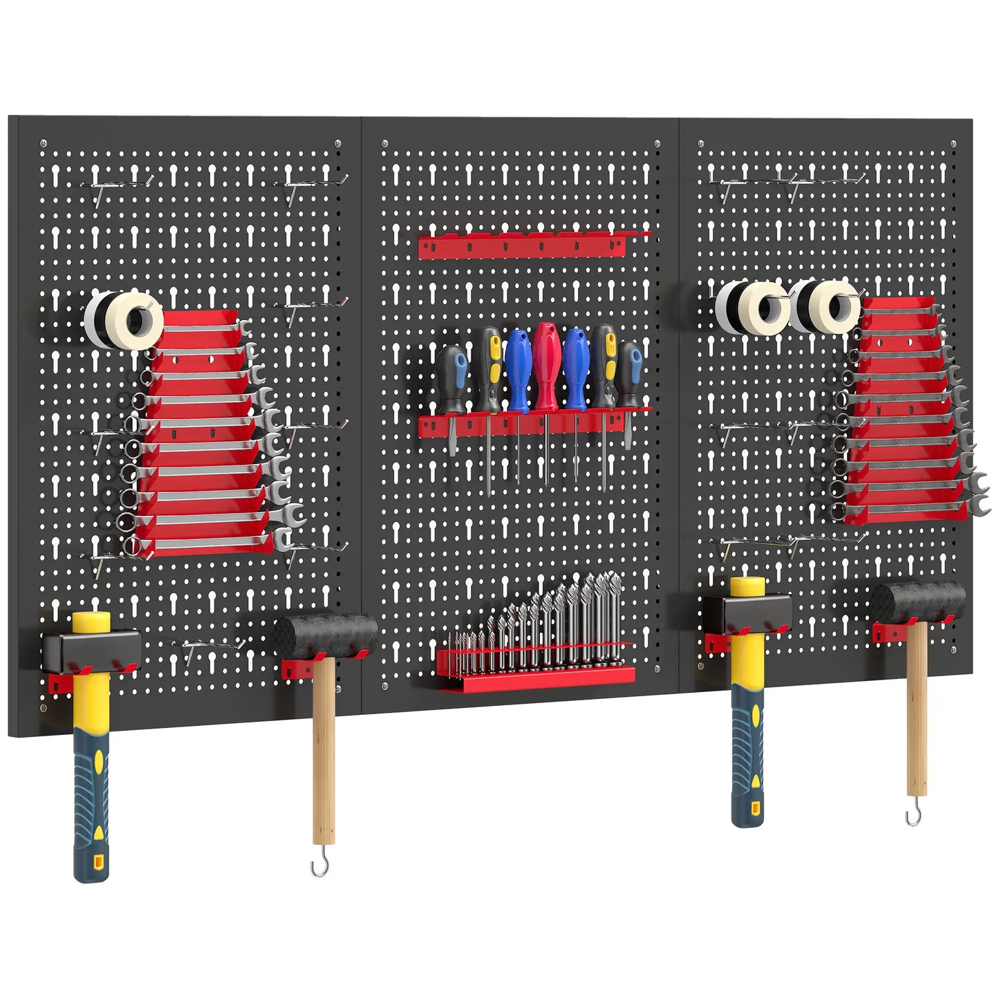 28 Piece Metal Peg Board with Accessories, Shelf Tool Organizer, Black and Red Tool Organizers at Gallery Canada