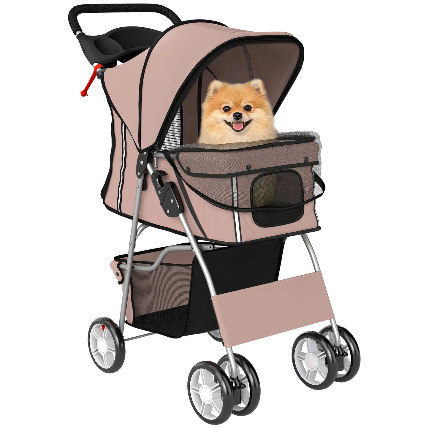 Foldable Pet Stroller, Wheels, Reflective Strips, Brake, Pad, Basket, Coffee Dog Bike Trailers & Strollers at Gallery Canada